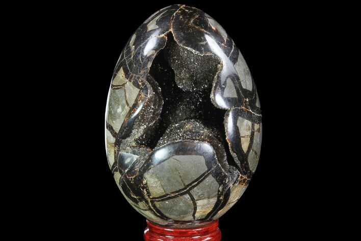 Septarian Dragon Egg Geode - Black Crystals #89577